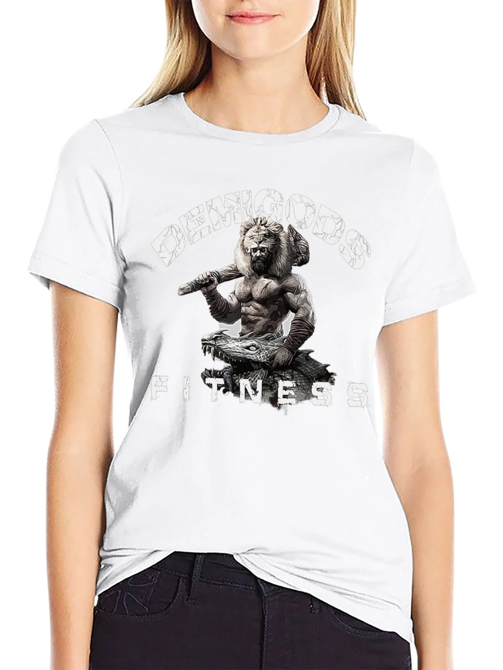Demigods Fitness Graphic T-Shirt - Lion Warrior