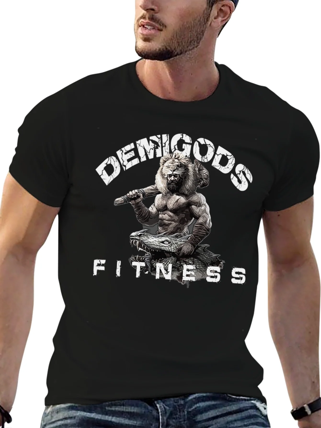 Demigods Fitness Graphic T-Shirt - Lion Warrior
