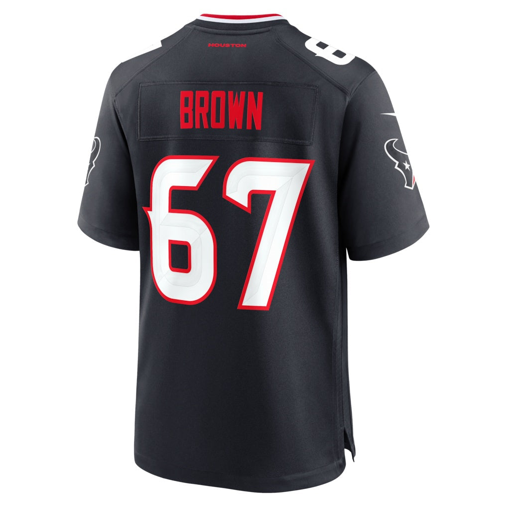 H.Texans #67 Evan Brown Navy Team Game Jersey