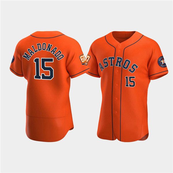 Houston Astros #15 Martín Maldonado Orange 60th Anniversary Flex Base Stitched Baseball Jersey