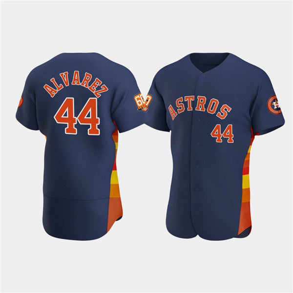 Houston Astros #44 Yordan Alvarez Navy 60th Anniversary Flex Base Stitched Baseball Jersey