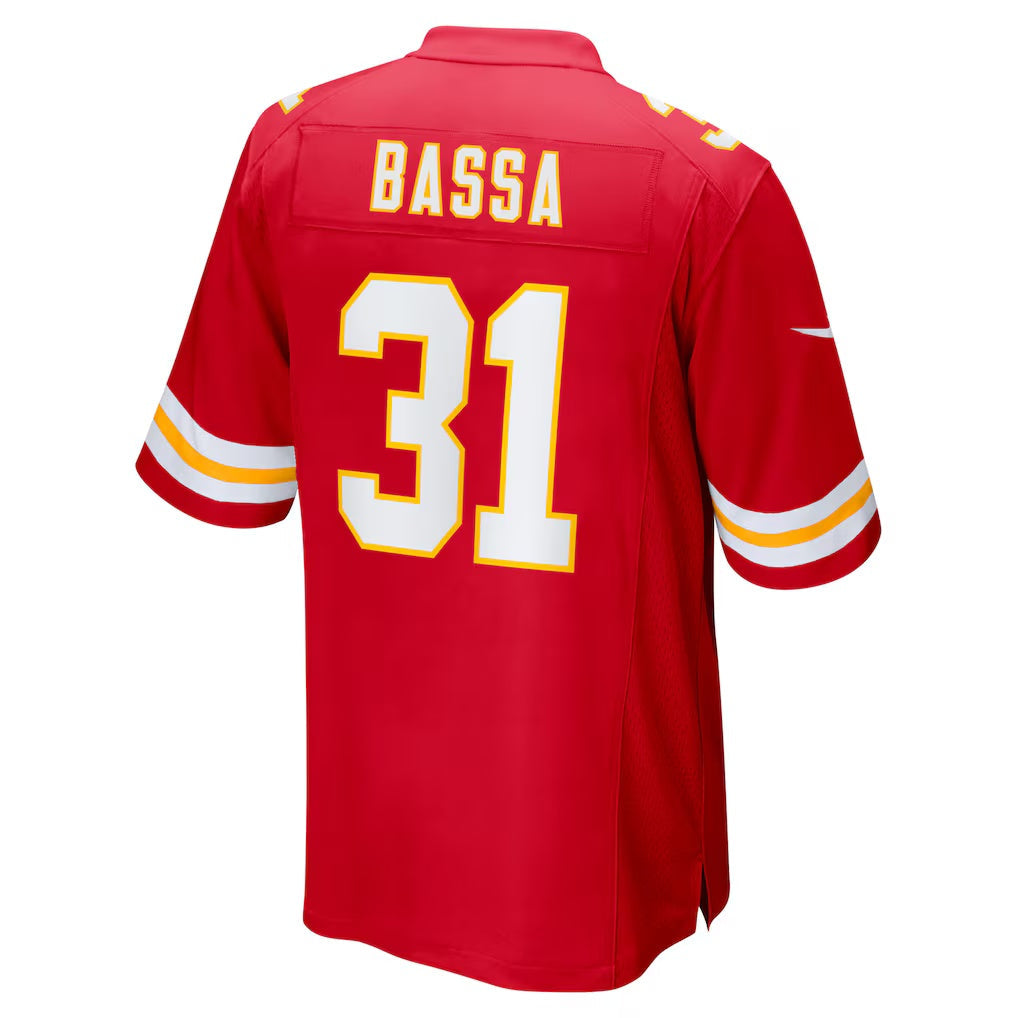 KC.Chiefs #31 Jeffrey Bassa Red Team Game Football Jersey MAROU