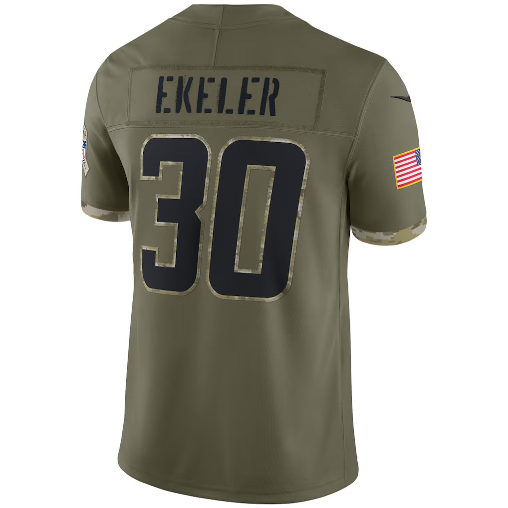 LA.Chargers #30 Austin Ekeler Olive Salute To Service Limited Football Jersey Marou