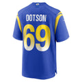 LA.Rams #69 Kevin Dotson Royal Game Football Jersey Marou