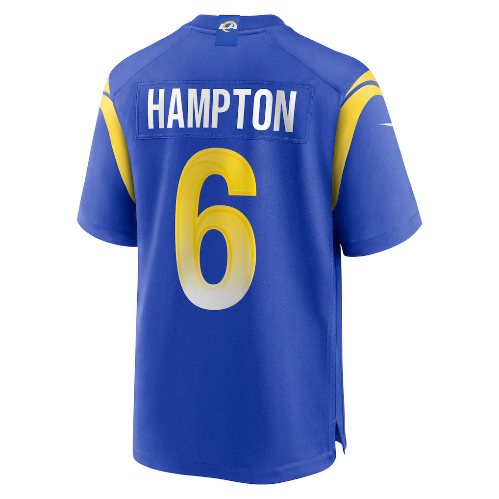 LA.Rams #6 Nick Hampton Royal Team Game Football Jersey Marou