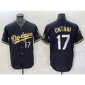 Los Angeles Dodgers #17 Shohei Ohtani Number Black Gold Fashion Stitched Cool Base Limited Baseball Jerseys