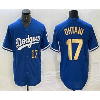 Los Angeles Dodgers #17 Shohei Ohtani Number Blue Gold Stitched Cool Baseball Jerseys