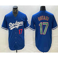 Los Angeles Dodgers #17 Shohei Ohtani Number Blue Green Stitched Cool Baseball Jerseys