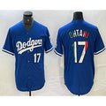 Los Angeles Dodgers #17 Shohei Ohtani Number Mexico Blue Cool Base Stitched Baseball Jersey