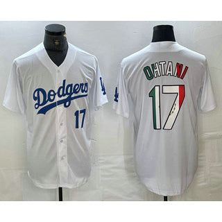 Los Angeles Dodgers #17 Shohei Ohtani Number Mexico White Cool Base Stitched Baseball Jersey
