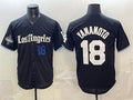 Los Angeles Dodgers #18 Yoshinobu Yamamoto Black 2025 World Series Champions Patch 'Gothic Edition' Vapor Premier Limited Stitched Baseball Jersey