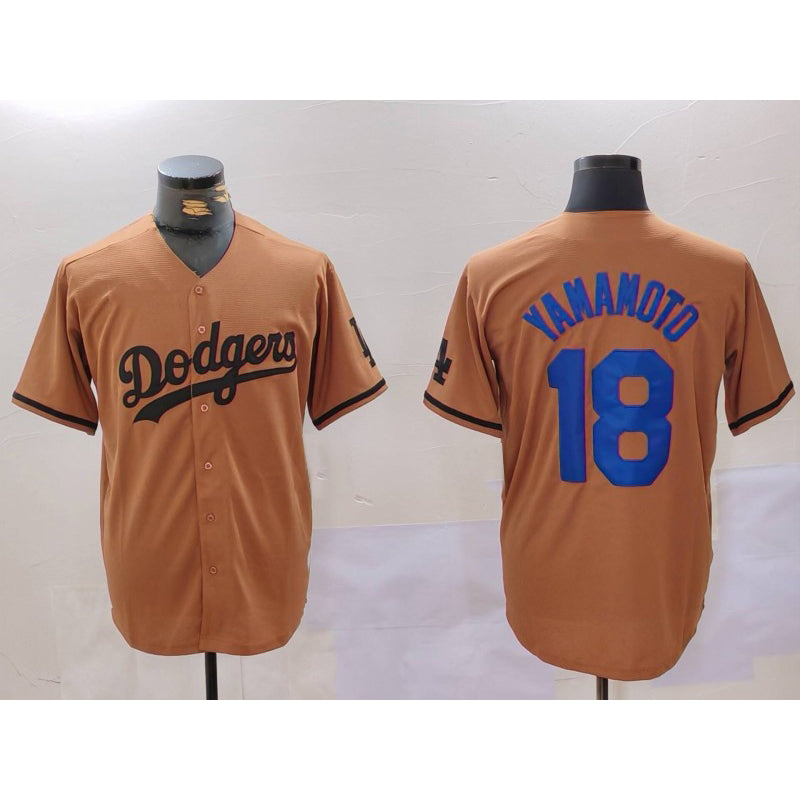 Los Angeles Dodgers #18 Yoshinobu Yamamoto Olive Cool Base Limited Stitched Baseball Jersey