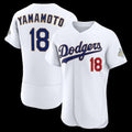 Los Angeles Dodgers #18 Yoshinobu Yamamoto White 2026 Gold Collection Authentic Baseball Jersey
