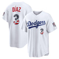 Los Angeles Dodgers #3 Edwin D¡§aaz Fourth of July White USA 250 Stadium Baseball Jersey