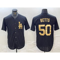 Los Angeles Dodgers #50 Mookie Betts Black Gold Cool Base Stitched Baseball Jersey