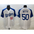 Los Angeles Dodgers #50 Mookie Betts Number White Blue Fashion Stitched Cool Base Limited Baseball Jersey