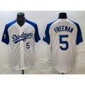 Los Angeles Dodgers #5 Freddie Freeman Number White Blue Fashion Stitched Cool Base Limited Baseball Jersey