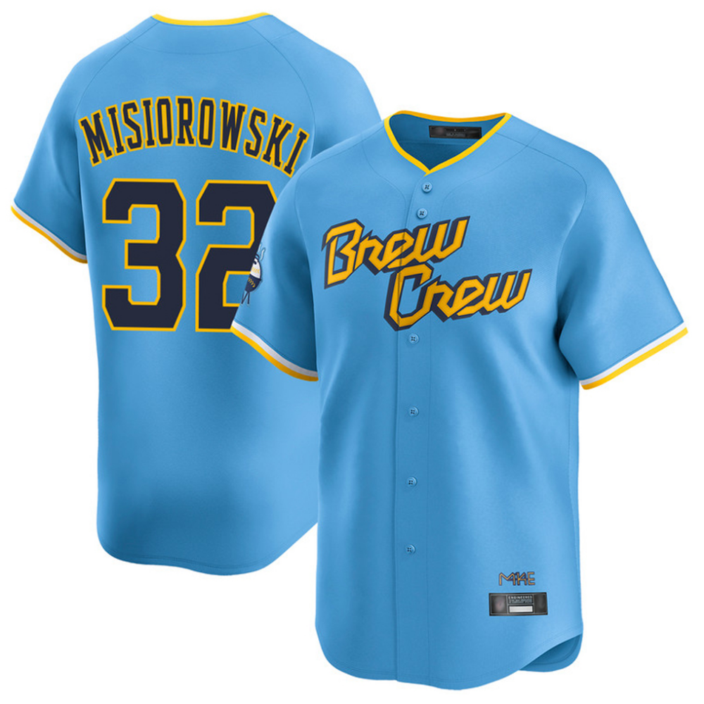 Milwaukee Brewers #32 Jacob Misiorowski Player Light Blue City Connect Home Stitched Baseball Jerseys