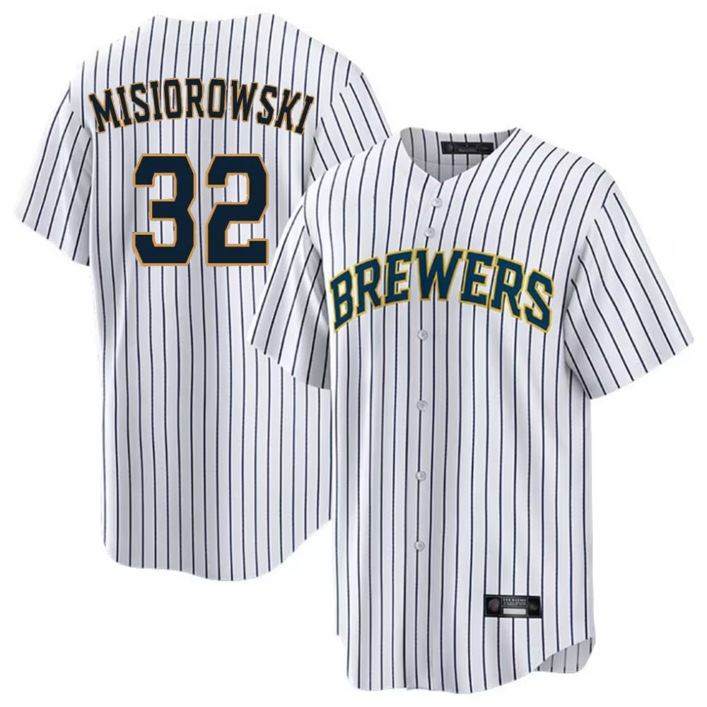 Milwaukee Brewers  #32 Jacob Misiorowski White Stripes No Patch Stitched Baseball Jerseys