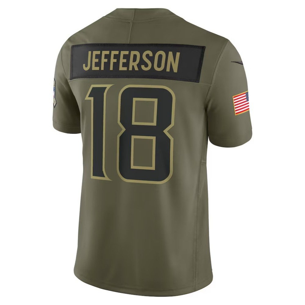 Justin Jefferson Vikings #18 Olive 2025 Salute to Service Limited Stitched Football Jersey