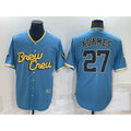 Milwaukee Brewers #27 Willy Adames 2022 Powder Blue City Connect Cool Base Stitched Baseball Jersey