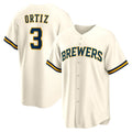 Milwaukee Brewers #3 Joey Ortiz White Home Replica Baseball Jersey