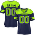 Custom Navy Neon Green Personalized Color Block Authentic Football Jersey