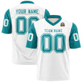 Custom White Aqua Personalized Raglan Sleeves Design Authentic Football Jersey