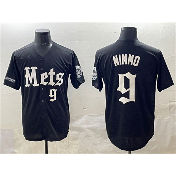 New York Mets #9 Brandon Nimmo Black 'Gotham Gothic Edition' Vapor Premier Limited Stitched Baseball jersey