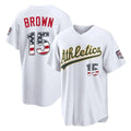 Oakland Athletics #15 Seth Brown Player White USA 250 Fourth of July Home Game Stitched Baseball Jersey