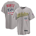 Oakland Athletics #16 Nick Kurtz Player Gray USA 250 Fourth of July Home Game Stitched Baseball Jersey