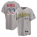 Oakland Athletics #22 Jeff McNeil Player Gray USA 250 Fourth of July Home Game Stitched Baseball Jersey