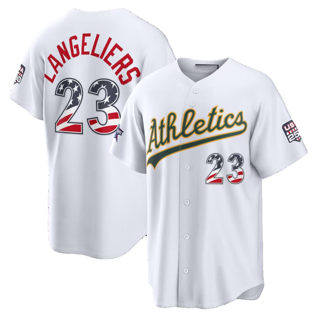 Oakland Athletics #23 Shea Langeliers 2026 All-Star Edition Stars & Stripes White Stadium Baseball Jersey