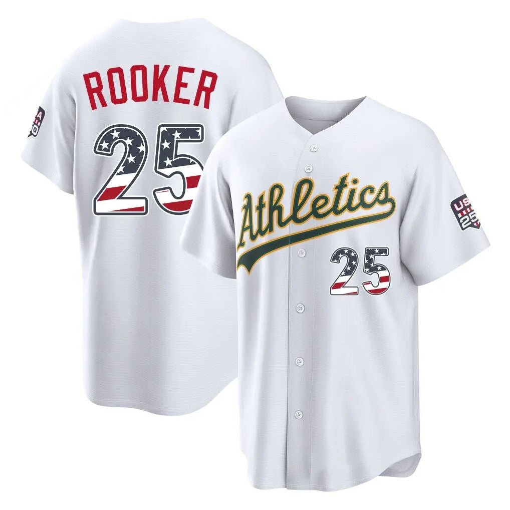 Oakland Athletics #25 Brent Rooker Player White USA 250 Fourth of July Home Game Stitched Baseball Jersey