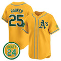 Oakland Athletics #25 Brent Rooker Yellow 2024 Limited With Rickey Henderson Patch Stitched Baseball Jersey