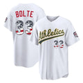 Oakland Athletics #33 Henry Bolte Player White USA 250 Fourth of July Home Game Stitched Baseball Jersey