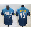 Philadelphia Phillies #45 Zack Wheeler Blue 2024 City Player Number Cool Base Stitched Baseball Jersey