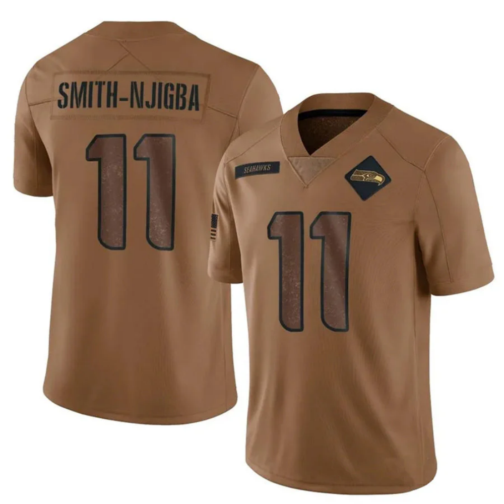 S.Seahawks #11 Jaxon Smith-Njigba Brown Salute to Service Limited  Jersey