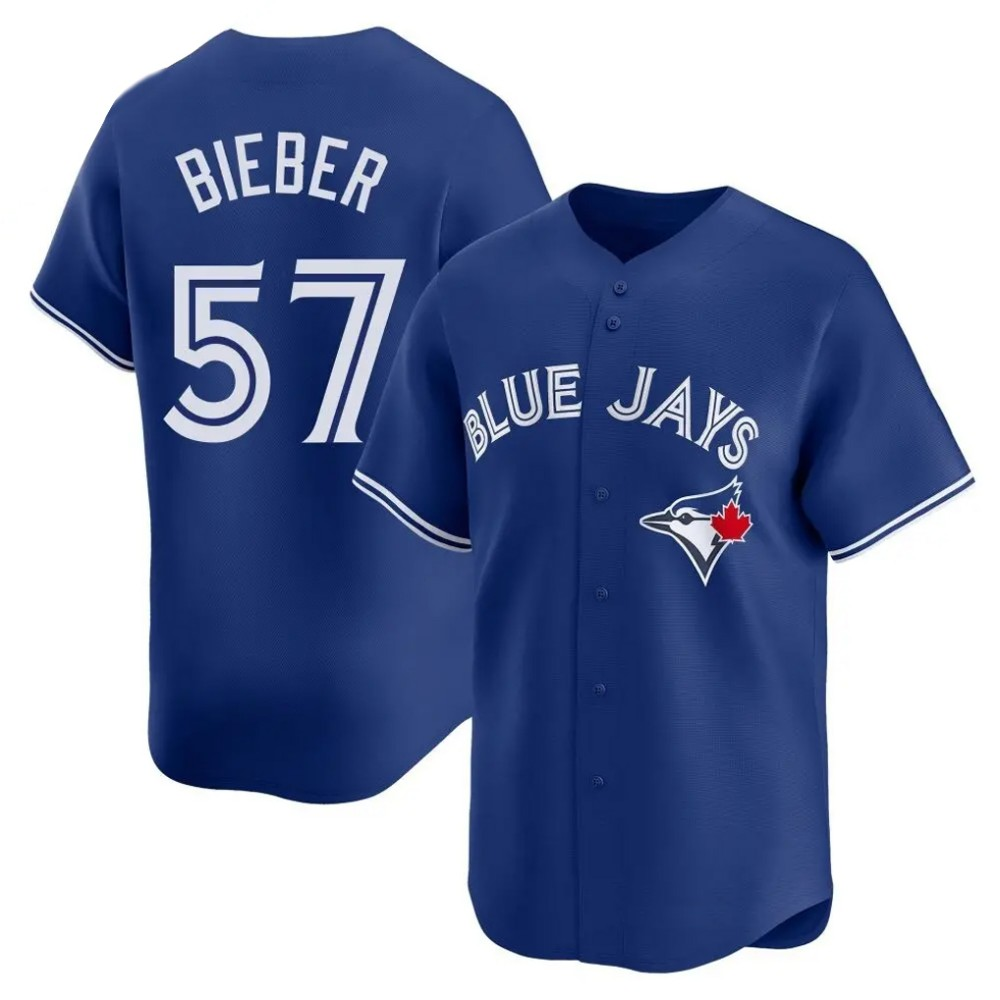 Toronto Blue Jays #57 Shane Bieber Royal Home Baseball Stitched Jerseys