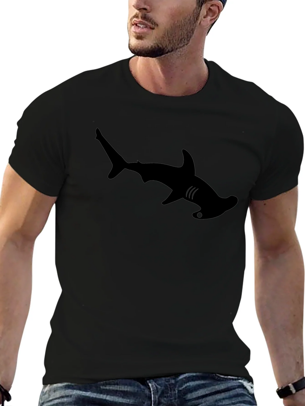 Hammerhead Shark Graphic Tee - Cool Black T-Shirt