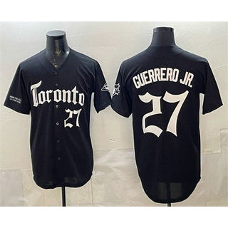 Toronto Blue Jays #27 Vladimir Guerrero Jr Black Gothic North Edition Limited Stitched Baseball Jersey
