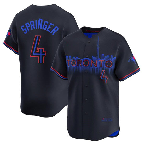 Toronto Blue Jays #4 George Springer Black 2024 City Connect Limited Stitched Baseball Jersey