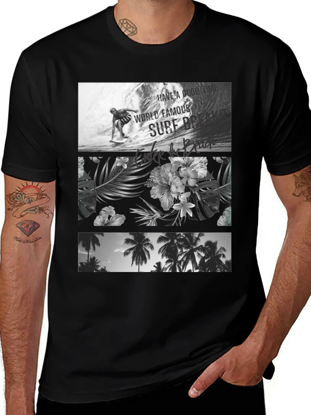 Black Surf Scene Graphic Tee