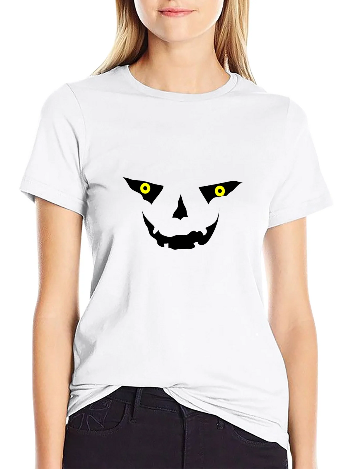 Spooky Jack-o-Lantern Face Black T-Shirt