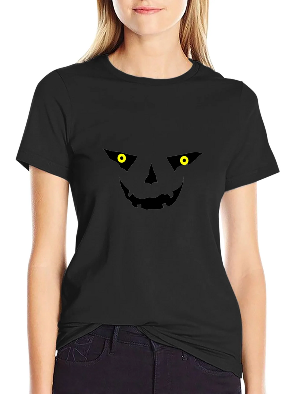Spooky Jack-o-Lantern Face Black T-Shirt