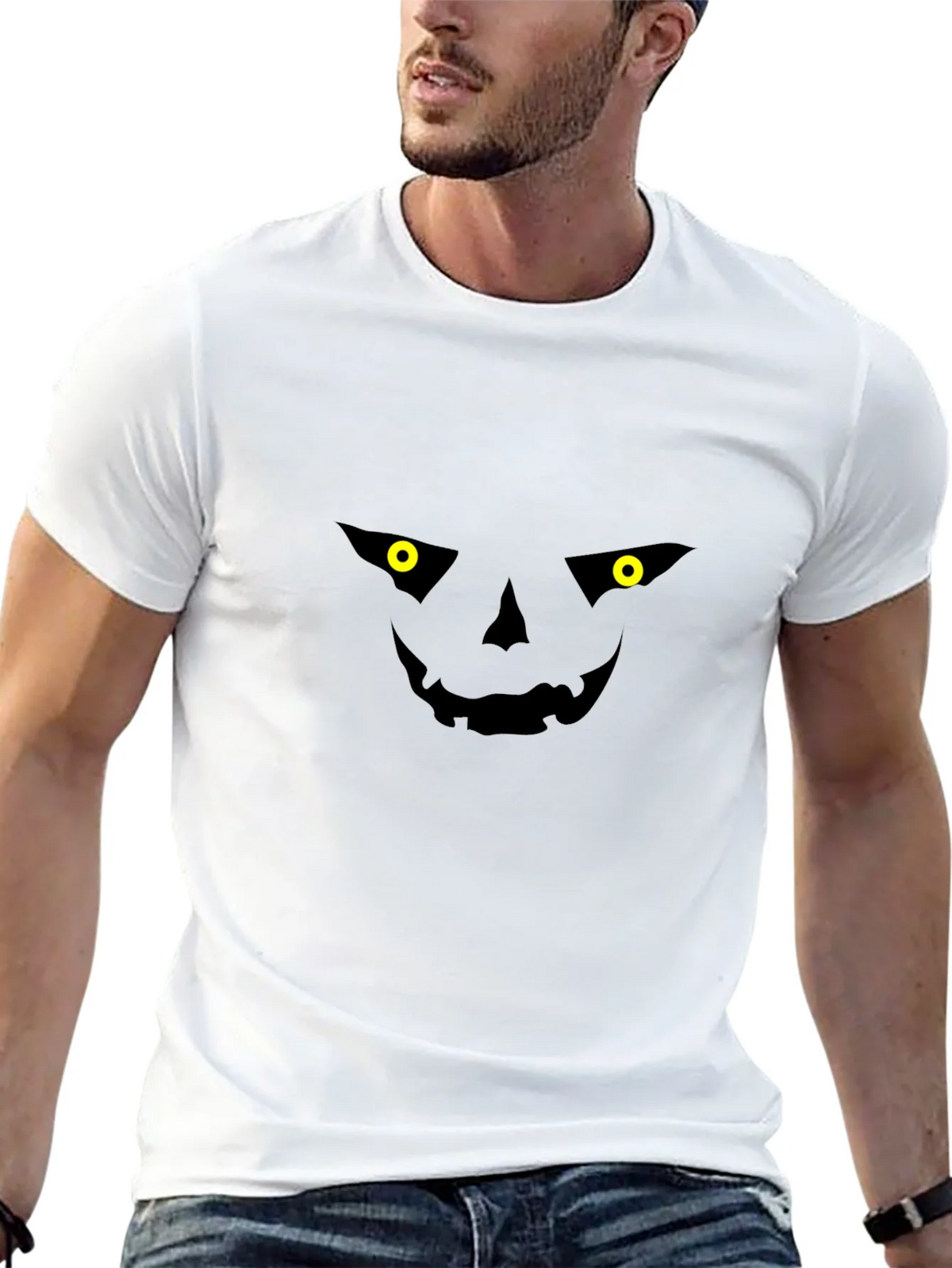Spooky Jack-o-Lantern Face Black T-Shirt