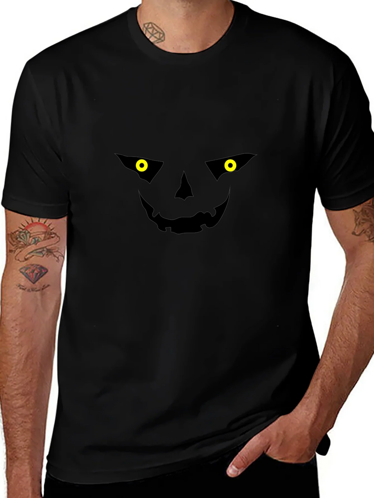 Spooky Jack-o-Lantern Face Black T-Shirt