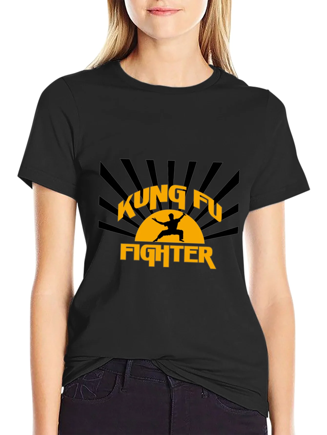 Kung Fu Fighter Graphic Black T-Shirt