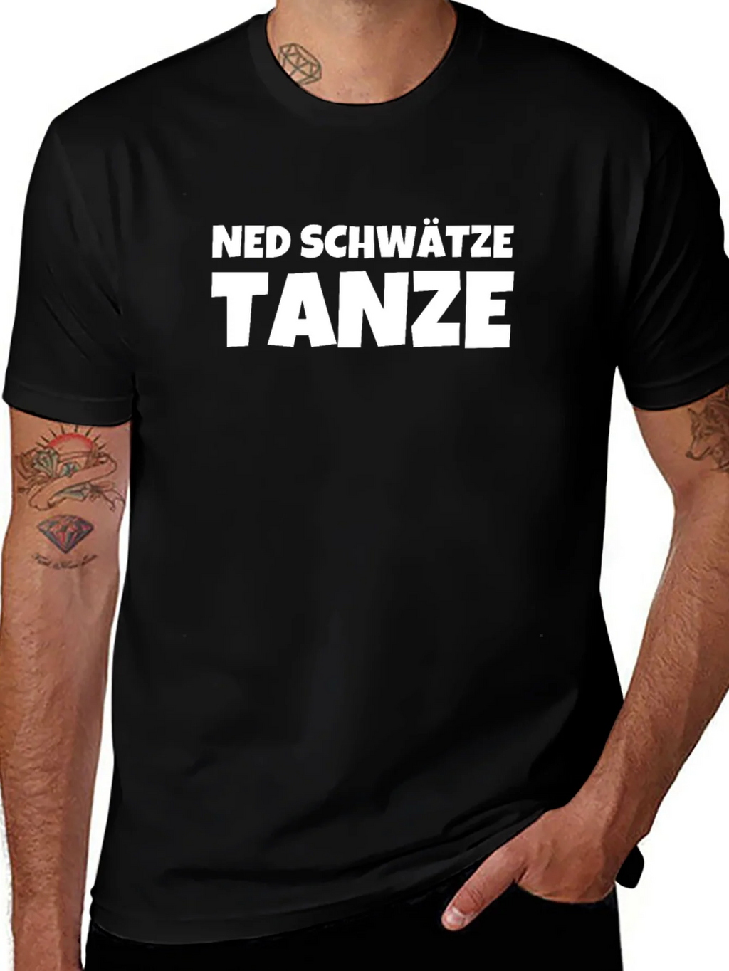 Ned Schwätze Tanze T-Shirt - Black Cotton Blend Tee