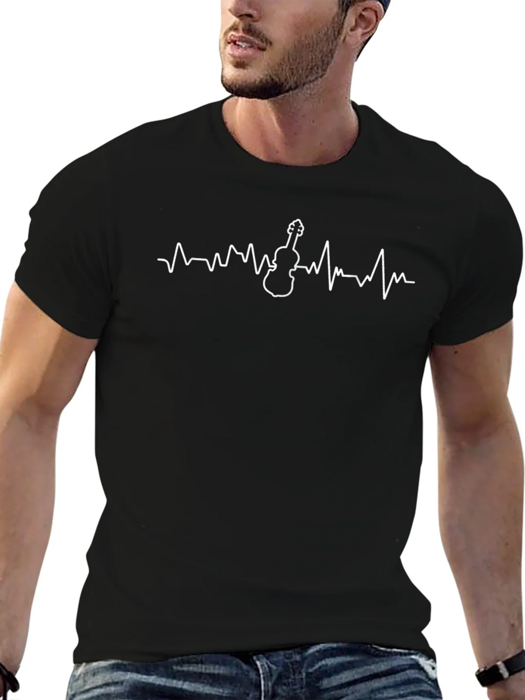 Violin Heartbeat Graphic Tee - Musician T-Shirt
